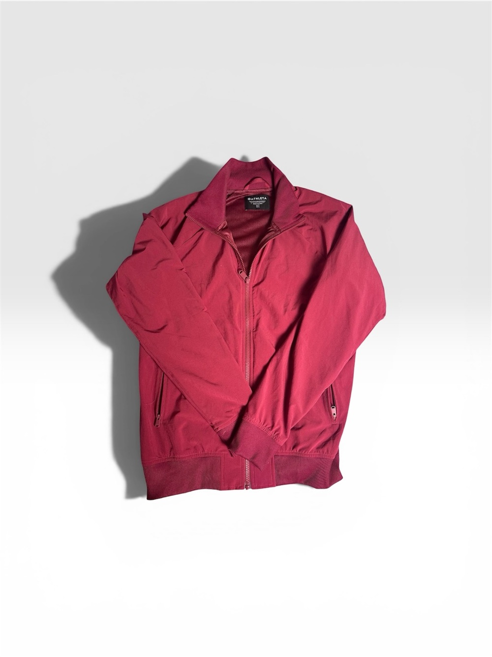 Athleta Burgundy Lightweight Bomber Jacket Medium Athleisure Full Zip